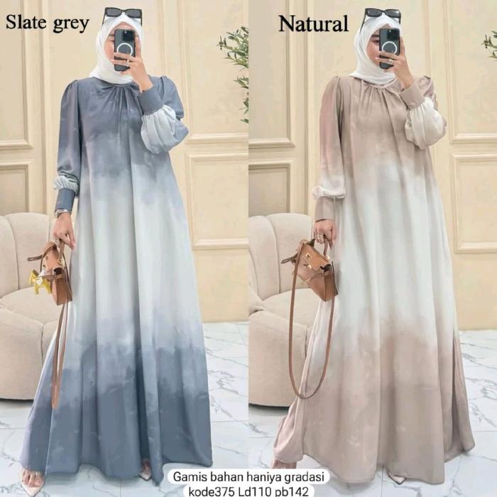Ukhakyue - aurely dress muslim wanita kekinian gradasi armany silky premium lebaran Gamis Mewah Pest