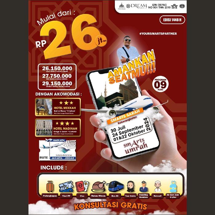 Koper Smarts Umroh Paket Lengkap DP 5 jt. 26 JUTA-AN