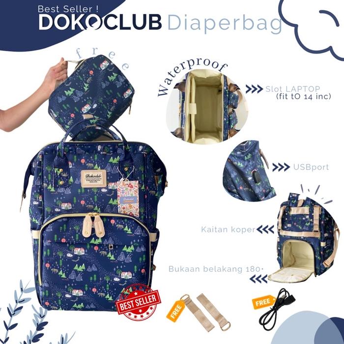 4.4 CRAZY SALE !! DIAPER BAG / TAS BAYI DOKOCLUB DIAPERBAG (INC POUCH PORTABLE)