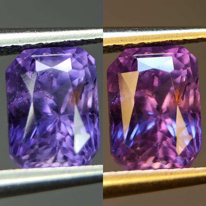very sparkling HQ natural violetish blue to pink color change ceylon sapphire 1.72 ct