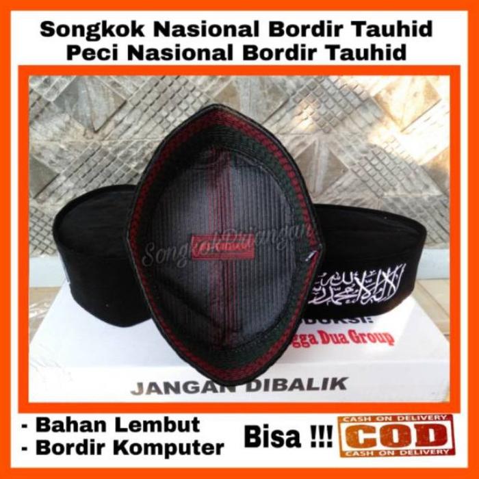 Songkok Peci Kopiah Hitam Polos Bordir Tauhid peci logo tauhid songkok logo tauhid