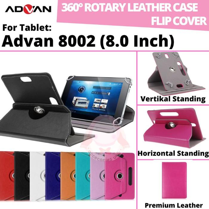 Advan Tab Tablet 8002 8 Inch Inci Rotary Case Leather Flip Casing Book Cover Kesing