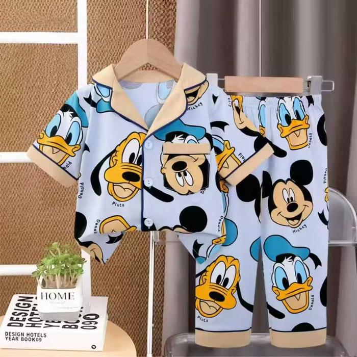 KUBAO PIYAMA ANAK ORGANIK MOTIF UNISEX CP KANCING PREMIUM BRAND KUBAO USIA 8 S.D 12 TAHUN MOTIF DISN