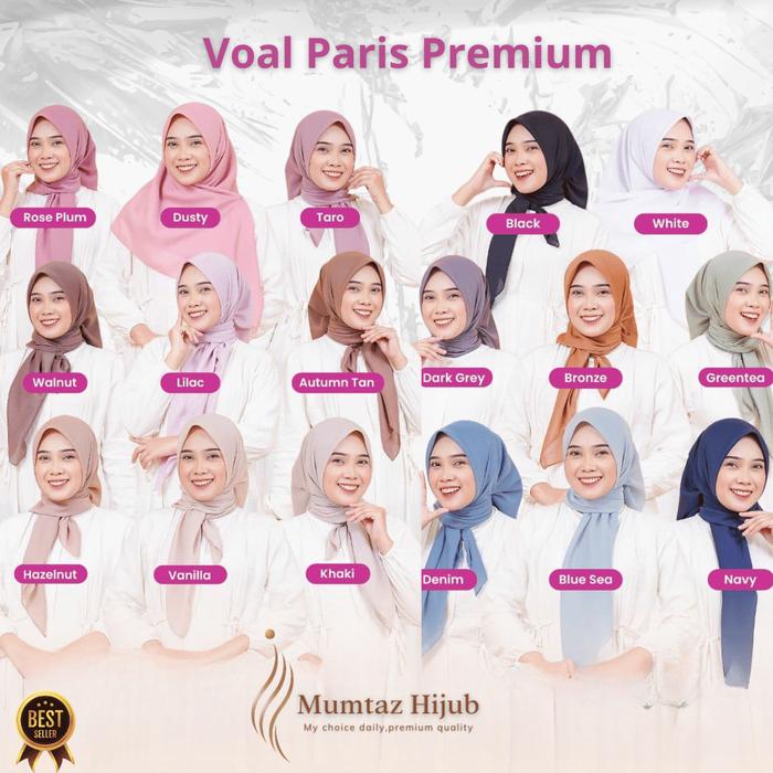 Mumtaz Hijub | Hijab Segi Empat 15+ Warna Kerudung Jilbab Bella Square Plain Square Pollycotton Prem