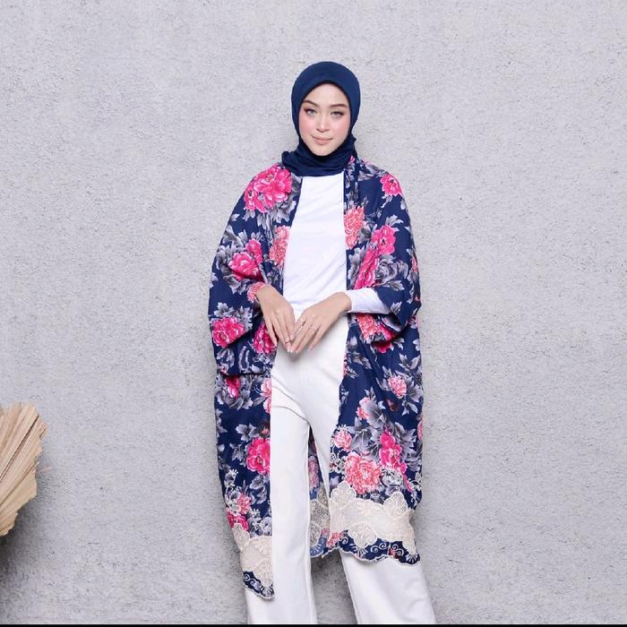 Outer motide bunga jumbo untuk wanita terkini Muslim Panjang Motif