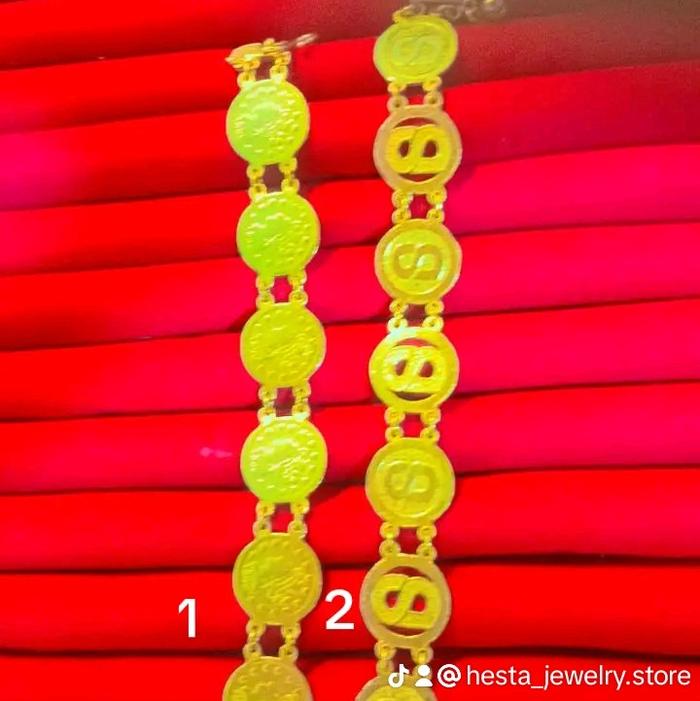 Gelang Ringgit emas 24 karat dilapisi kristal premium