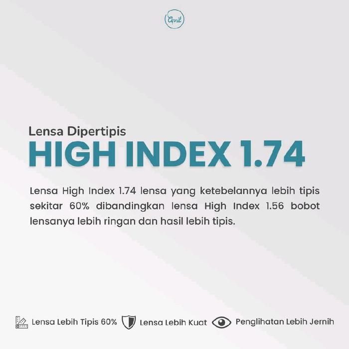 Lensa Kacamata Hi Index 1.74 dipertipis 50%