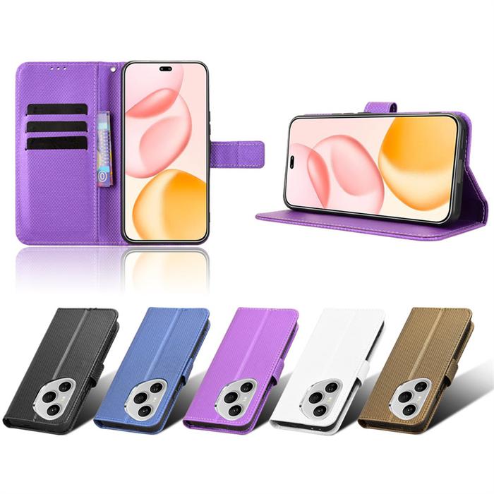 For Honor 400 Pro 5G Global Luxury Flip Diamond Pattern lanyard Business Wallet Case Leather for Hon
