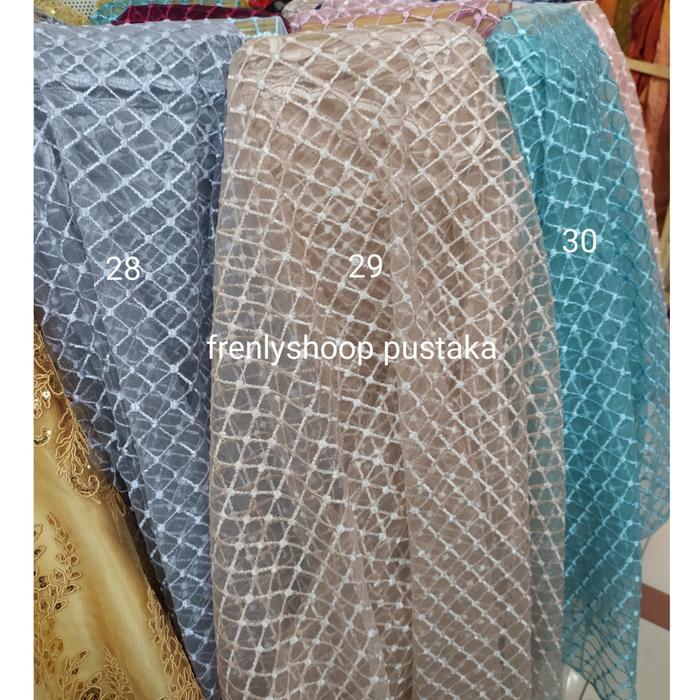 Kain Tile Kotak Bordir/Bahan Tile Kotak