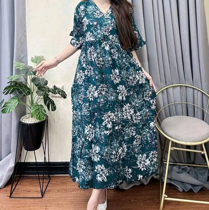 Dress jumbo chiby Rieni / Daster chibi Rieni Rayon Tebal Busui Wanita Midi Bali