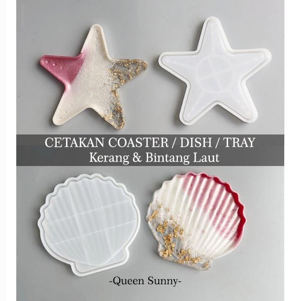 Cetakan Coaster Kerang & Bintang Laut Mold Resin Alas Tatakan Plate Dish Tray Home Decor Cetakan Sil