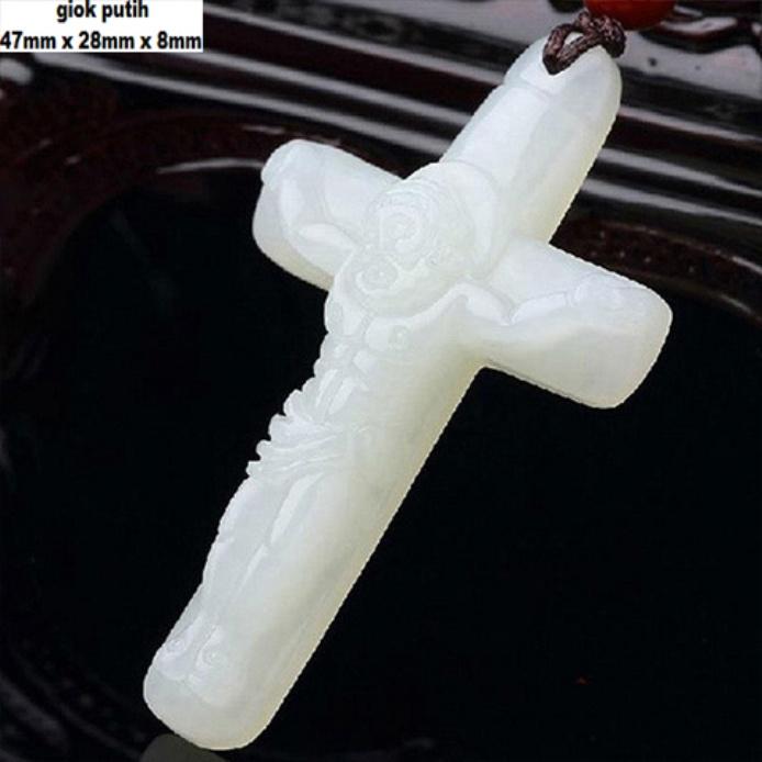 Liontin kalung salib Yesus BATU JADE GIOK NATURAL ORIGINAL