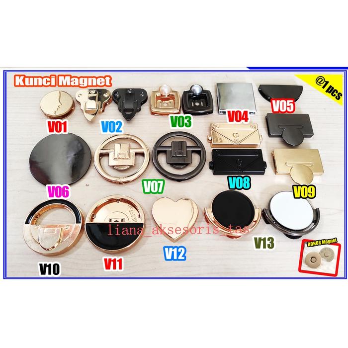 AKSESORIS TAS CEWEK KUNCI TAS VARIASI KUNCI MAGNET TAS IMPOR (@1 PCS) VARIASI TAS MAGNET