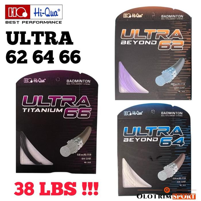 38 LBS !!! Senar Badminton HIQUA ULTRA BEYOND TITANIUM 62 64 66 Original