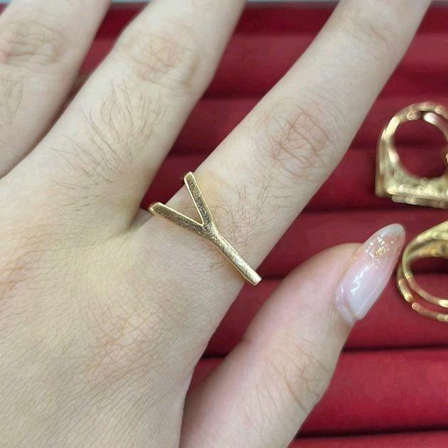 cincin inisial huruf Y emas asli