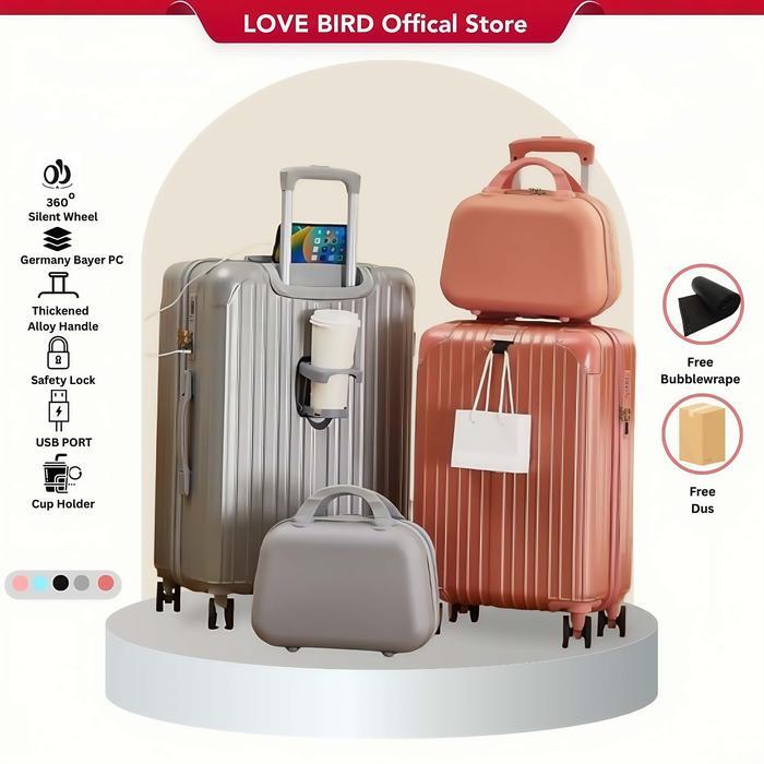 Love Bird koper 24 inch 22 inch Kabin Bagasi tas koper besar anak perempuan 20 inc Beauty Case koper