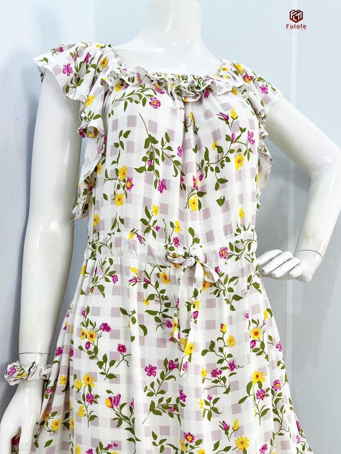 Daster Tania Fulofe LD 130 cm PB 133 cm Kerut Dada Tali Serut Perut Rempel Bawah Homedress Semata Ka
