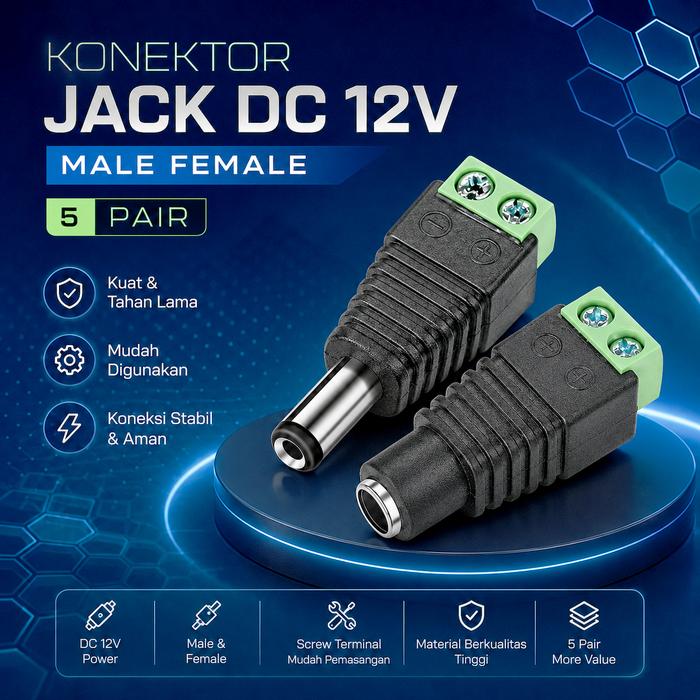 Mtos Mall | Konektor Jack DC | Jack DC Male Female | Konektor CCTV LED