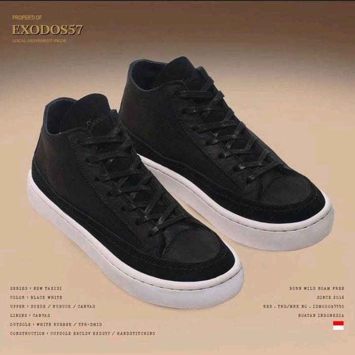 Sneakers Kulit Pria Exodos57 - New Taxidi Black White