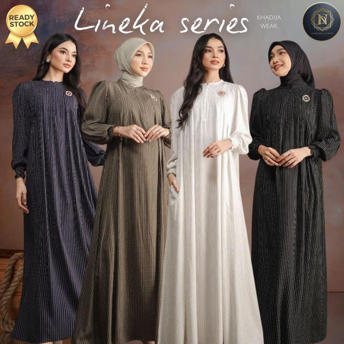 [BISA COD] LINEKA DRESS MIDI NADHEERA LUXURY GAMIS GARIS SALUR RAYON SIMPLE NADHERA LANEKA LINEEKA