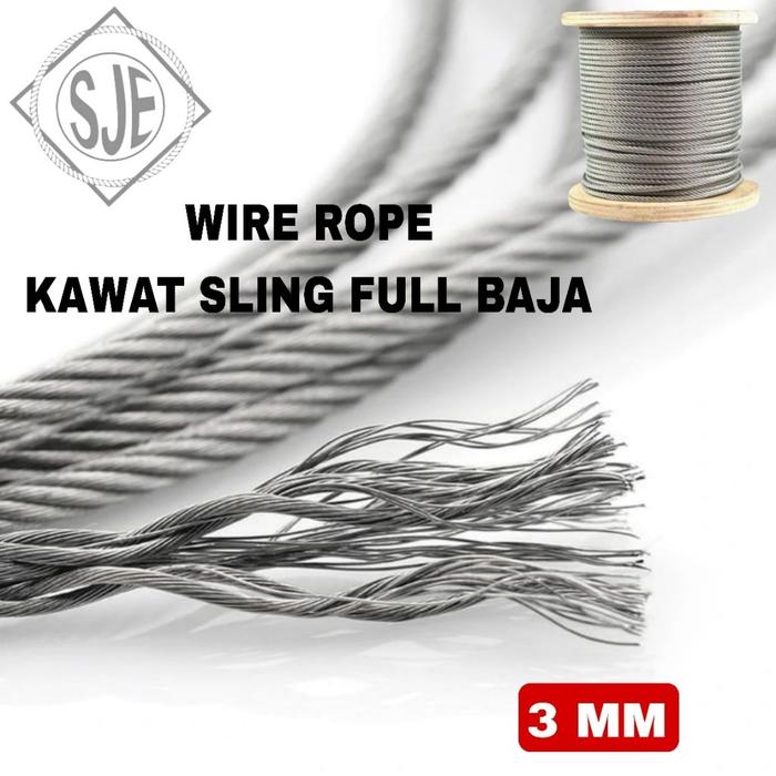 Sling baja 3mm / seling baja 3mm / kawat baja 3mm / Sling baja putih 3mm / bahan full baja