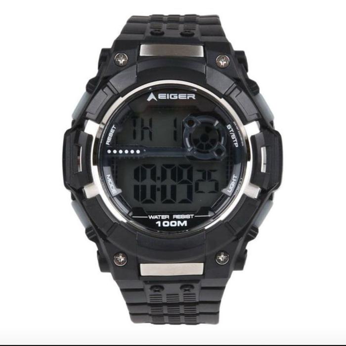 Eiger Jam Tangan Pria Outdoor Adventure Original Garansi Tahan Air 100M Digital Black Strap