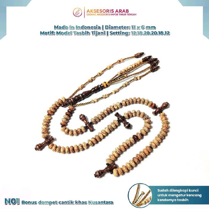 Tasbih Biji Rotan Mix Kayu Liwung Asli