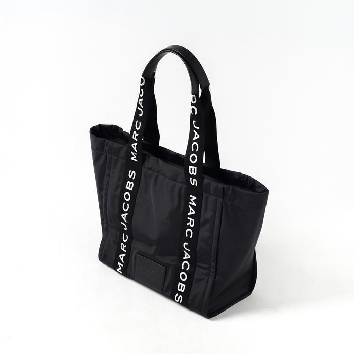 Tas MARC JACOBS TEXT STRAP WHITE BLACK NYLON TOTE BAG 100% ORIGINAL