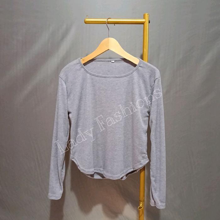 Kaos Wanita Lengan Panjang Korean style // Squareneck Lengan Panjang // Rib Premium