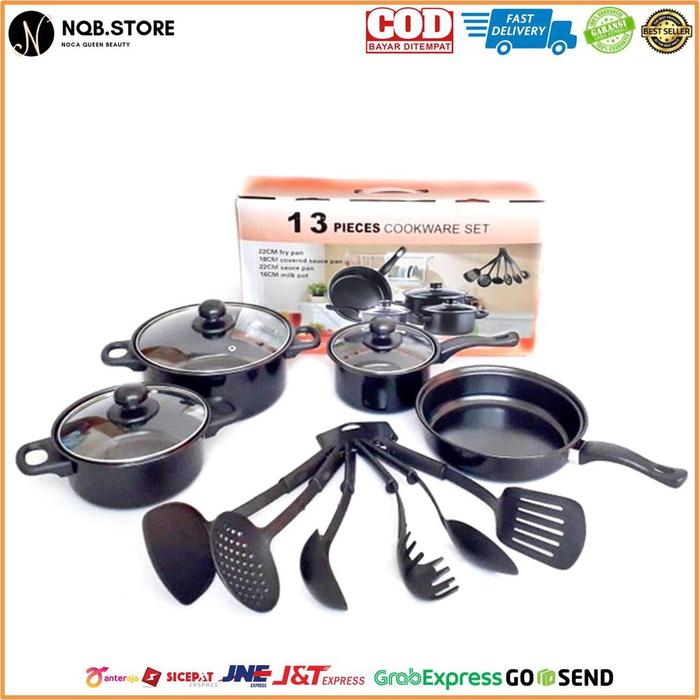 NQB - Panci Set 13 Pcs Cookware Set Spatula Alat Masak Dapur Lengkap Cook Ware 13in1