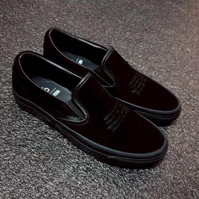 VANS Slip On OTW X Neighborhood Full Black Sepatu Pria Casual Hitam Polos