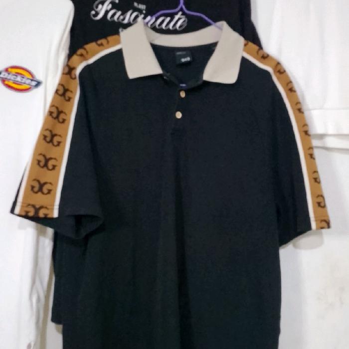 Polo Shirt Hitam dengan Lengan Berlogo GG - Pakaian Pria (Second)