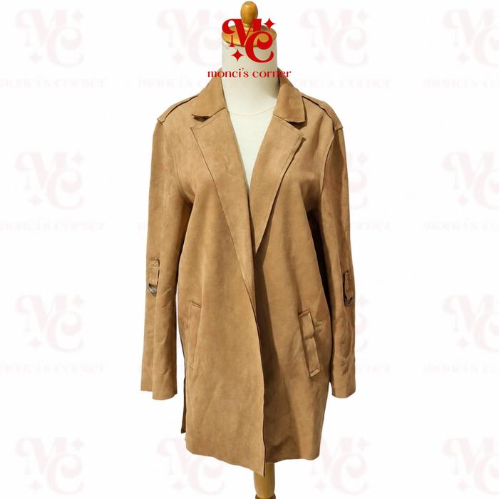 MONCI'S PRELOVED - STRADIVARIUS BLAZE SUEDE COAT | LUARAN OUTER COAT JAKET KULIT LONG OUTER | OUTER 