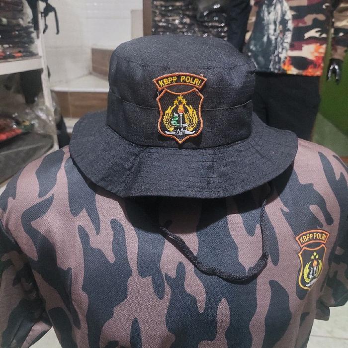 TOPI hitam bahan ripstop logo bordiran kbppp