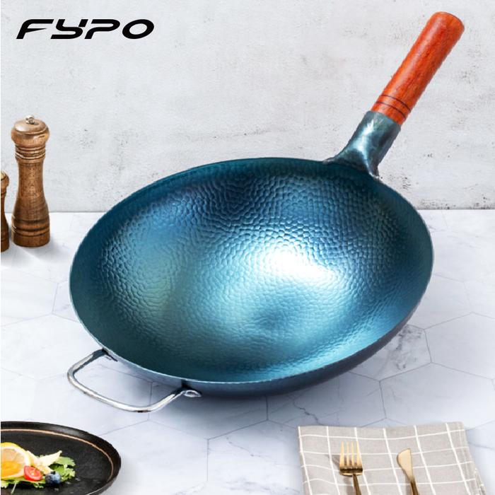 Handmade Iron Wok Non-stick Wok Cast Iron Pot Detachable Wooden