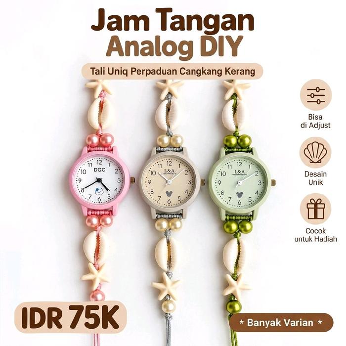 jam tangan analog DIY kerang