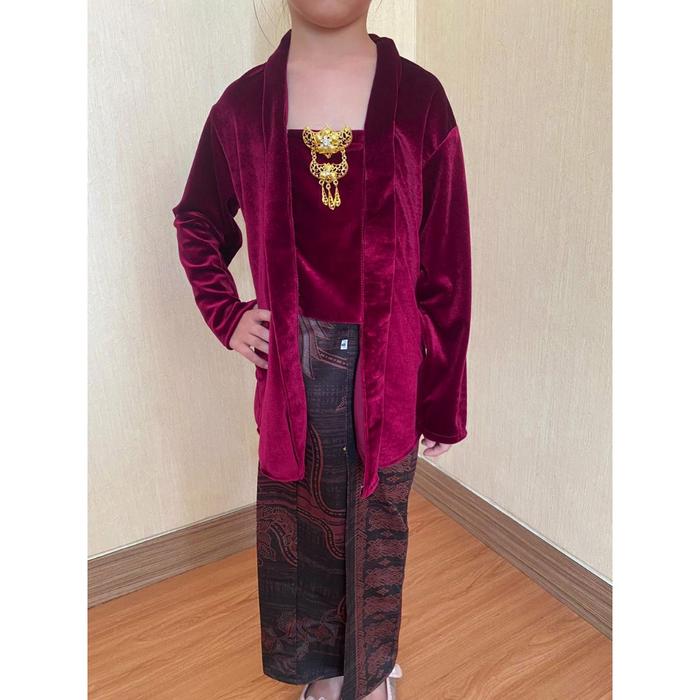 Kebaya Hitam Bludru Polos Kutubaru Kartini Anak Paud Tk Sd Smp Sma Smk Baju Adat Anak Perempuan Set 