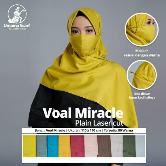 Hijab Segi Empat Voal Miracle Plain Masker Ori Umama