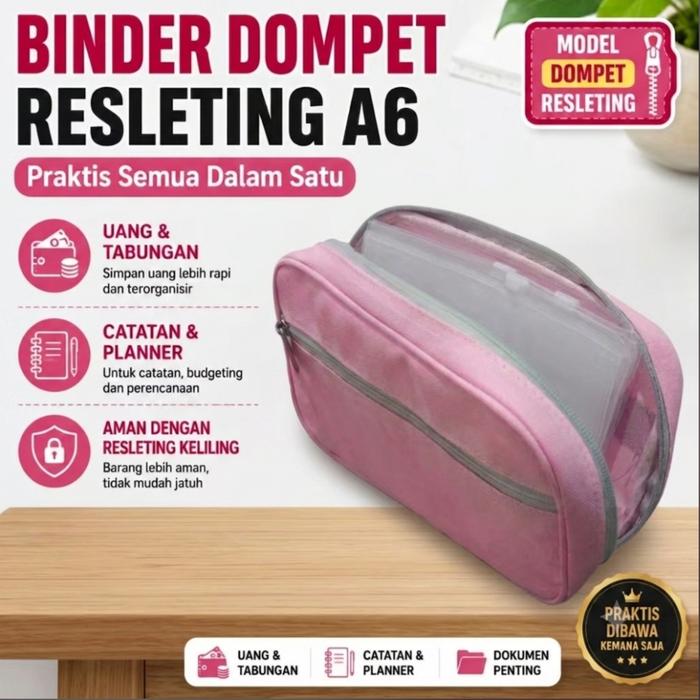 Binder Dompet Resleting A6 - Organizer - Keuangan - Catatan - Budgeting