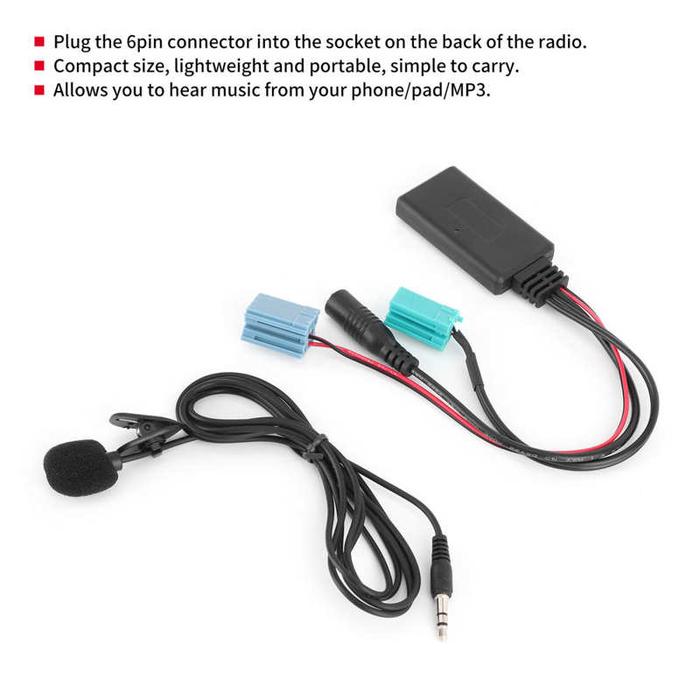Adaptor Audio Bluetooth Konektor Audio Mobil 6Pin Bantalan Praktis