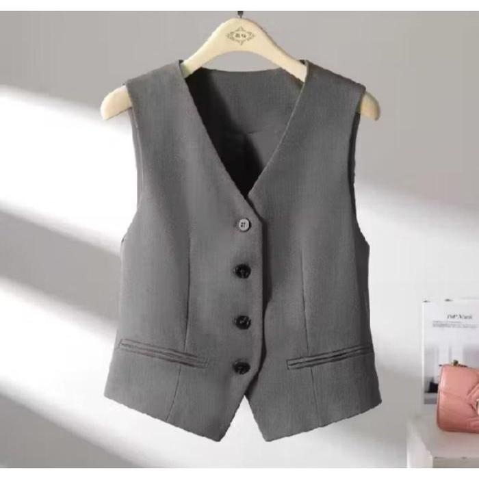 ( Diskon 50℅ ) Rompi Vest Blazer Pendek Wanita Stylise Korea / Blazer Wanita Tanpa Lengan