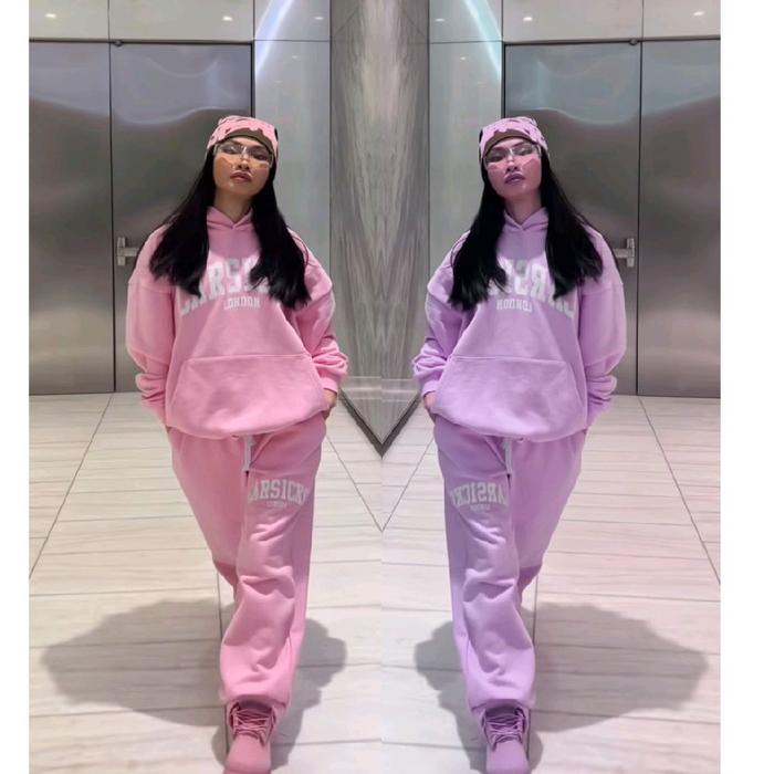 ONE SET HOODIE JOGER BAHAN FLEECE OVERSIZE S-5XL JUMBO BIG SIZE UNISEX Wanita Setelan Sweater Panjan
