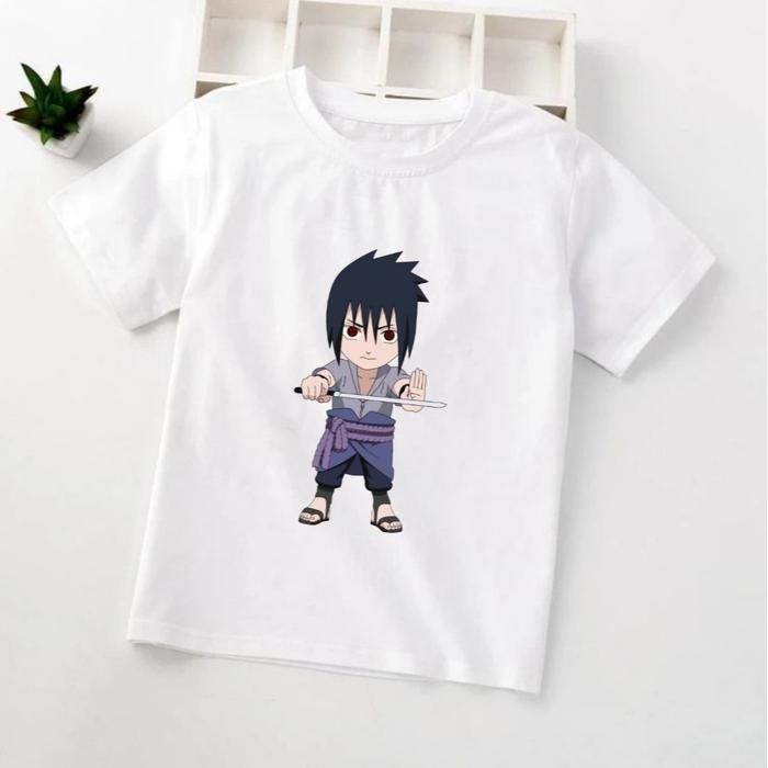 Baju Kaos Anak Laki-Laki Lengan Pendek Gambar Sasuke Katana - Bahan Katun - Fashion