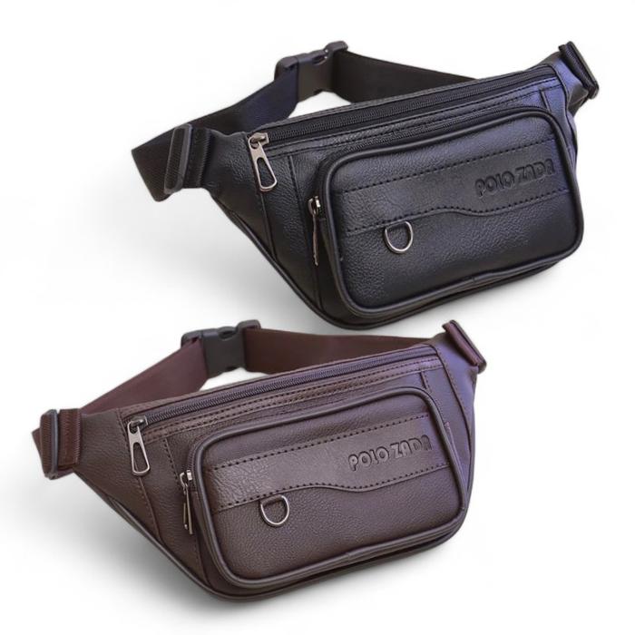 PLZ-WB88 || Waistbag Sling Bag Tas Selempang Waterproof Kulit PU Pria Tas Pinggang Cowok