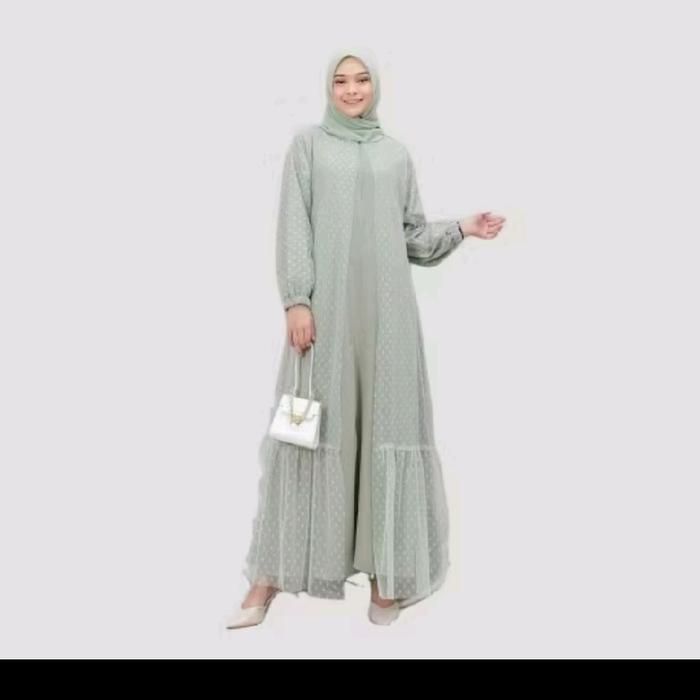 Gamis Dress Kondangan Hijau Mint Tile