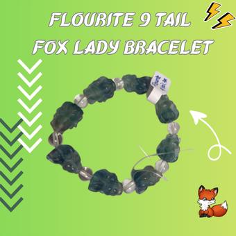 Flourite 9Tail Fox Lady Bracelet/ Gelang Flourite Carving