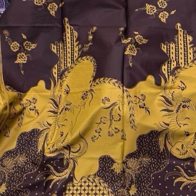 Kain Batik Katun Premium MTF Daun Lebar Warna Kuning Butter 240x110cm untuk Baju Kemeja Blus Rok Out