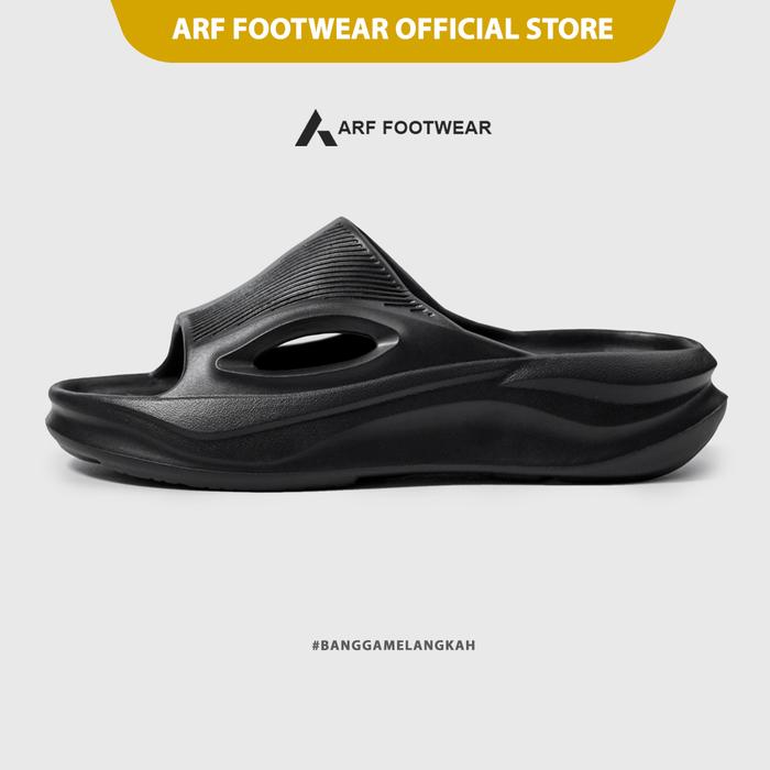 Sandal Slop Recovery Pria Wanita Terbaru 2026 Sendal Selop Distro Cloud Full Hitam ARF Footwear