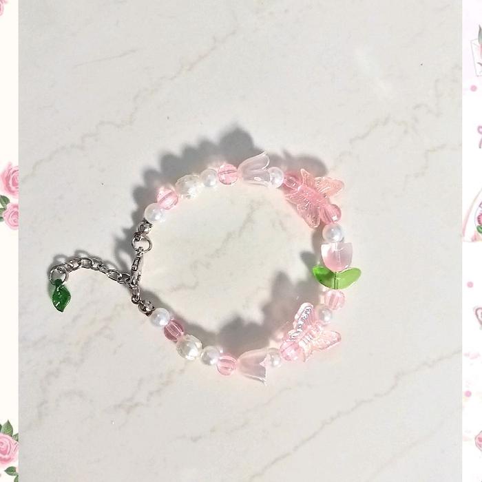 Pink tulip bracelet {Gelang tulip pink} by: nayy