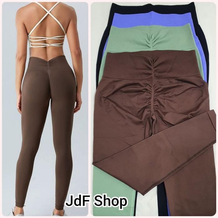 ready stock JdF 4012 - Long Shark Highwaist Booty Push Up Sport Pants / Celana Panjang Legging Kerut
